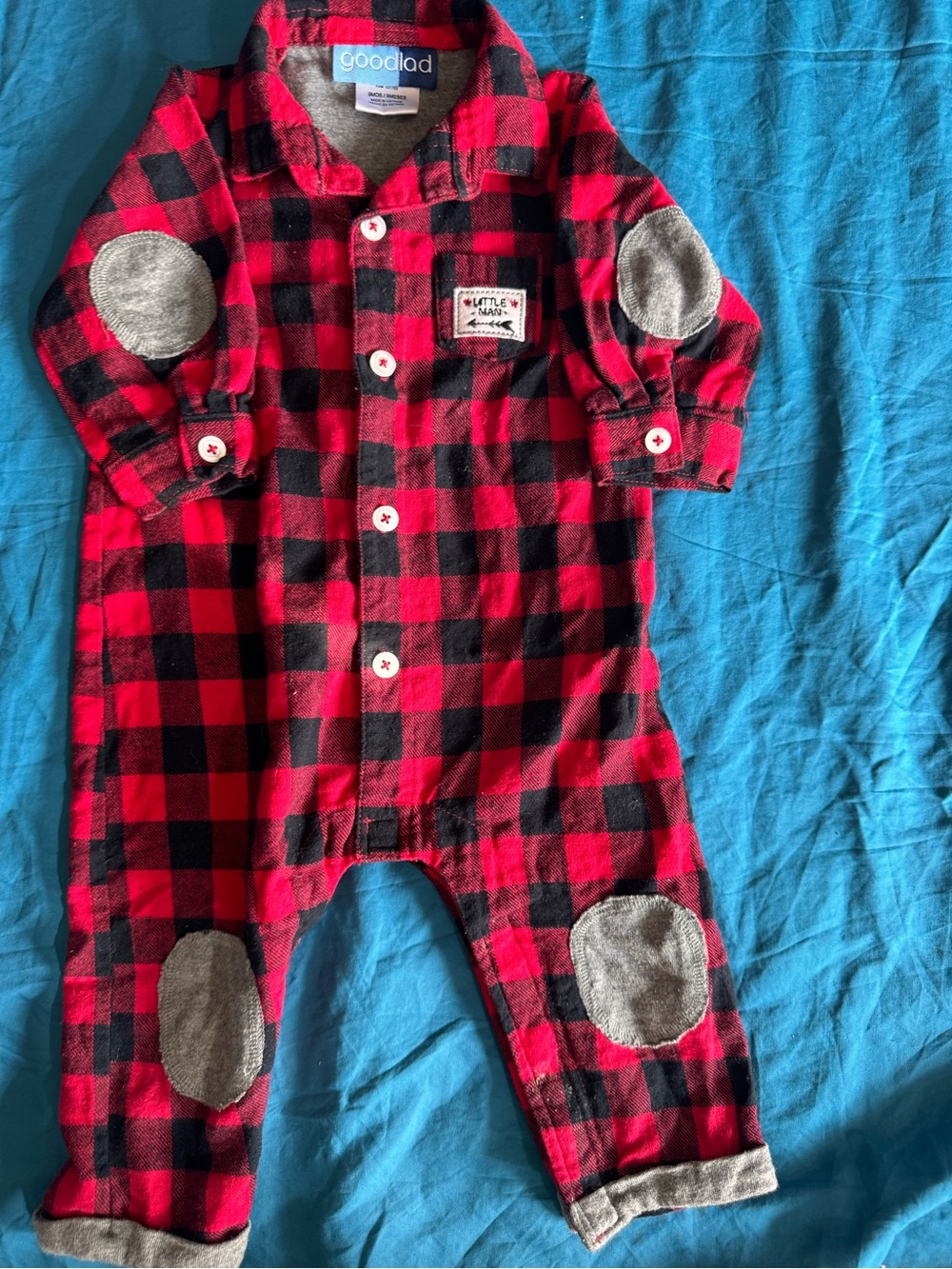 Good Lad Red and Black Buffalo Plaid Button-Front Pajama Romper